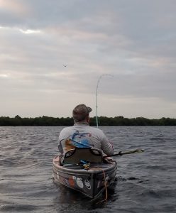 Eric Bachnic, owner of Mirrolure, on his first kayak fishing adventure. 